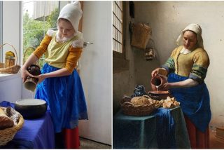 Image shown: Recreating Vermeer's The Milkmaid on Helium Arts' Distance Creates programme.