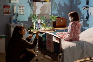 Image shown: Manuela Corbari tells the story of ‘The busy man’. Photo credit: Tom Flanagan.