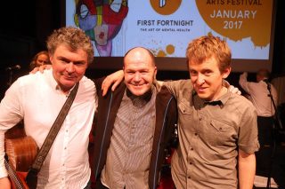 Image shown: James O'Flynn and Kevin O'Shanahan from The Claddagh Rogues perform at First Fortnight Cork 2017 with guest musician John Spillane