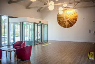 Rose Window Artwork, created by Conall Cary and Peter McMorris for Waterford Residential Care Centre. Image credit: Conall Cary.